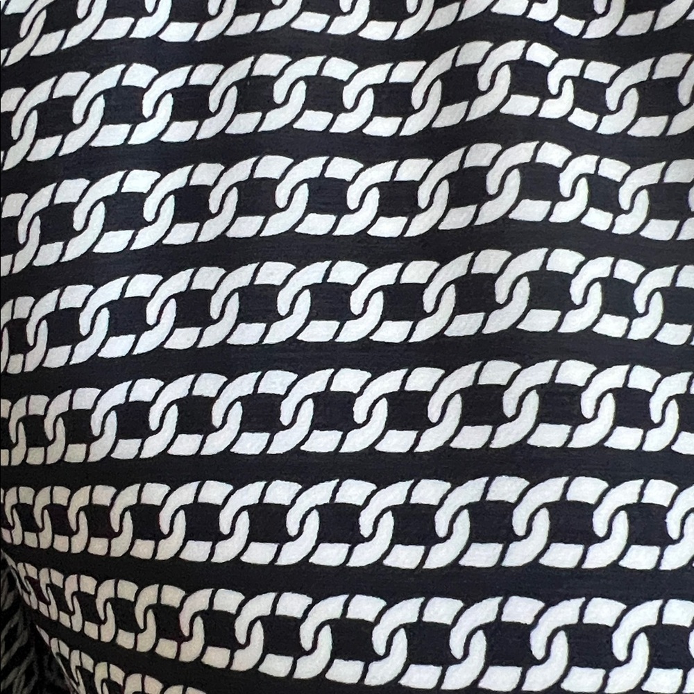 Banana Republic Geometric Chain Print Shirtdress Black and White - Size 10 - Picture 3 of 10